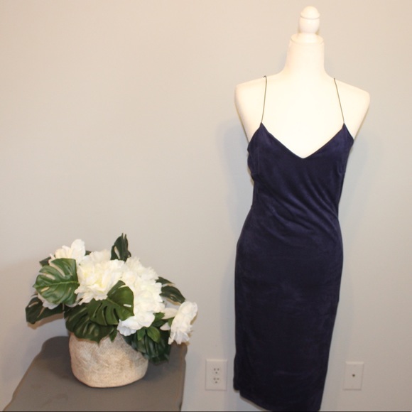Charlotte Russe Midnight Blue Velvet Bodycon Dress - Picture 2 of 5
